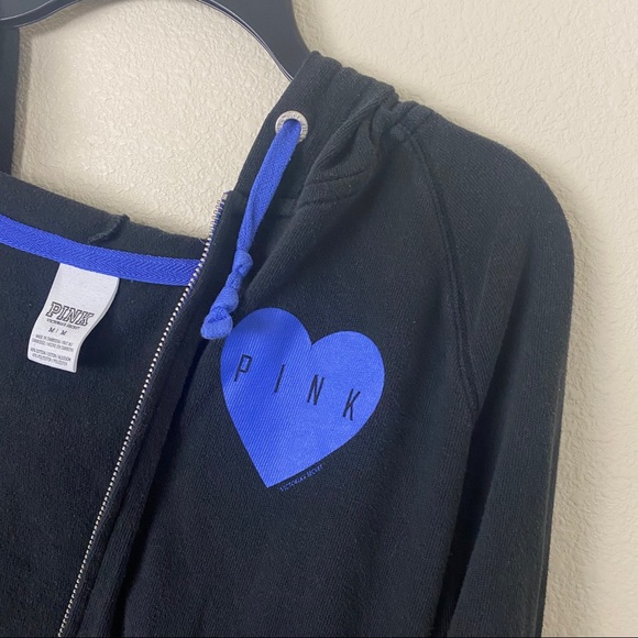 Victoria Secret Pink Zip Up Jacket Black with blue - Picture 6 of 10